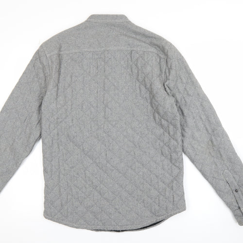 AllSaints Men's Grey Quilted Wool Blend Shirt Jacket Small