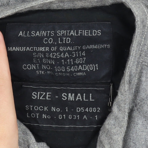 AllSaints Men's Grey Quilted Wool Blend Shirt Jacket Small