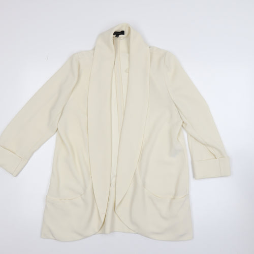 New Look Women Ivory Open Front Long Sleeve Cardigan Size 14