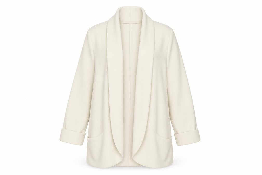 Front view of New Look Women Ivory Open Front Long Sleeve Cardigan, size 14