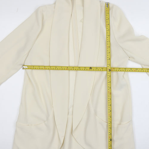 New Look Women Ivory Open Front Long Sleeve Cardigan Size 14