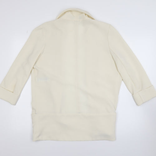 New Look Women Ivory Open Front Long Sleeve Cardigan Size 14