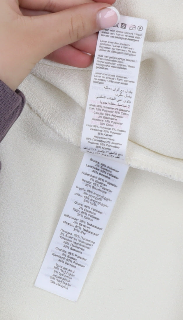 New Look Women Ivory Open Front Long Sleeve Cardigan Size 14