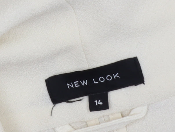New Look Women Ivory Open Front Long Sleeve Cardigan Size 14