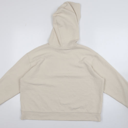 Zara Women Beige Pullover Hoodie Medium Relaxed Fit Cotton Blend