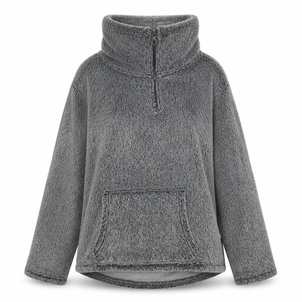 Front view of Next Women Grey Small 1/4 Zip Pullover Fleece Sweatshirt