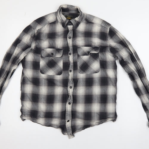 Next Men’s Grey Check Flannel Long Sleeve Button-Up Shirt M