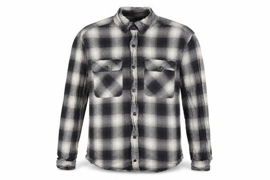 Front view of Next Men’s Grey Check Flannel Long Sleeve Button-Up Shirt M