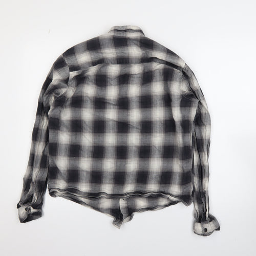 Next Men’s Grey Check Flannel Long Sleeve Button-Up Shirt M