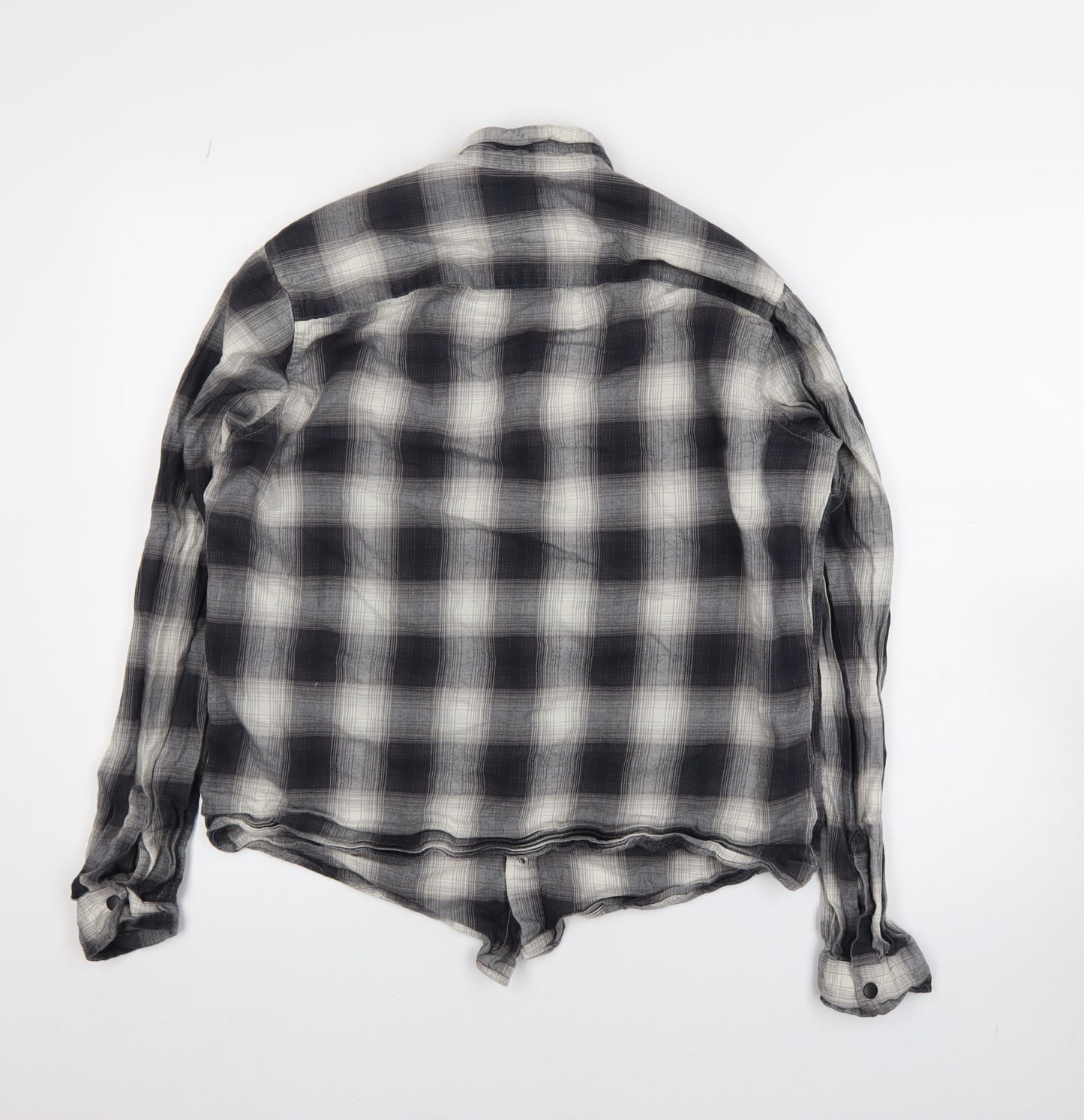 Next Men’s Grey Check Flannel Long Sleeve Button-Up Shirt M
