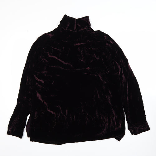 Gruppo GFT Women’s Brown Velvet Roll Neck Button-Up Top Size 16