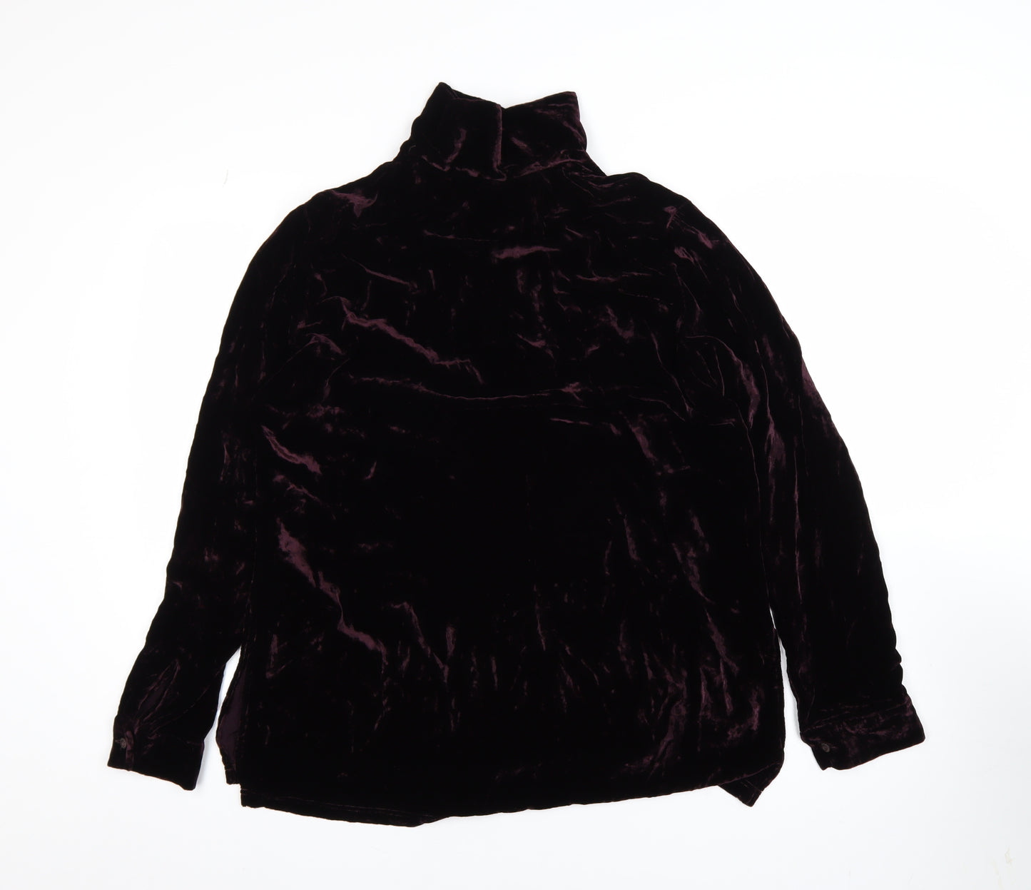 Gruppo GFT Women’s Brown Velvet Roll Neck Button-Up Top Size 16