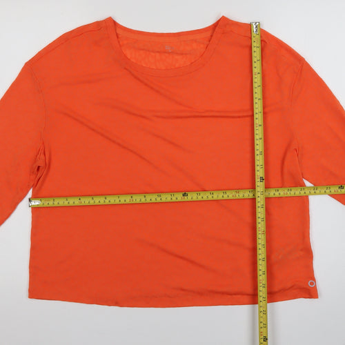 Marks and Spencer Women’s Bright Orange Long Sleeve Basic T-Shirt Size 18