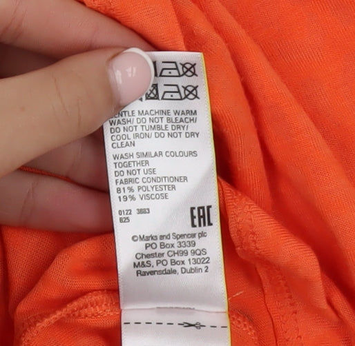 Marks and Spencer Women’s Bright Orange Long Sleeve Basic T-Shirt Size 18
