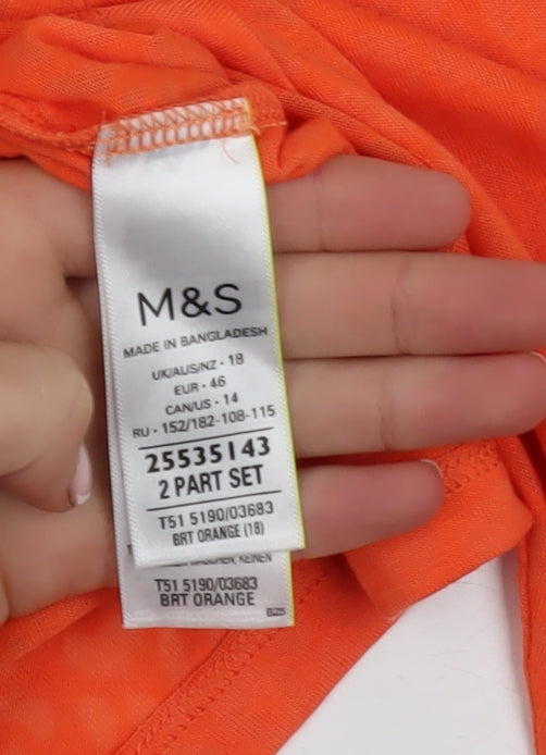 Marks and Spencer Women’s Bright Orange Long Sleeve Basic T-Shirt Size 18