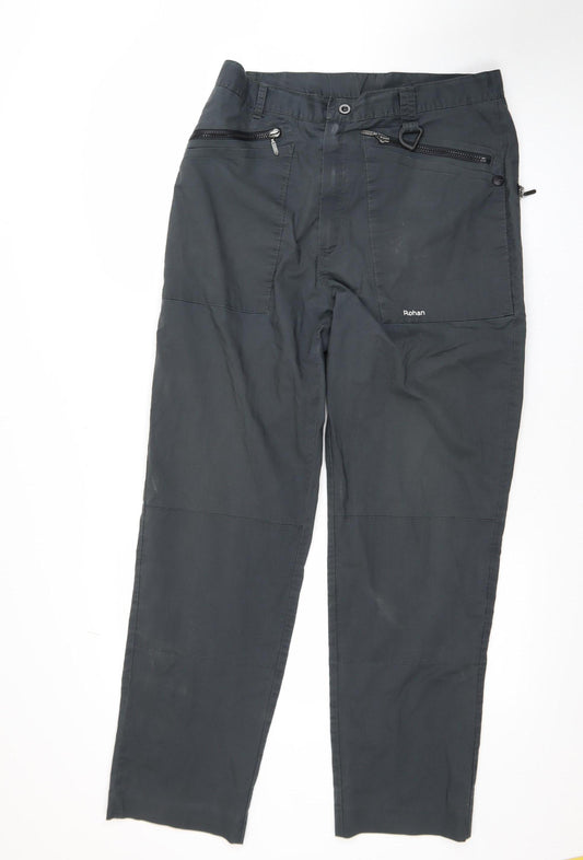 Rohan Men's Black 34 Regular Outdoor Cargo Trousers Polyester Cotton