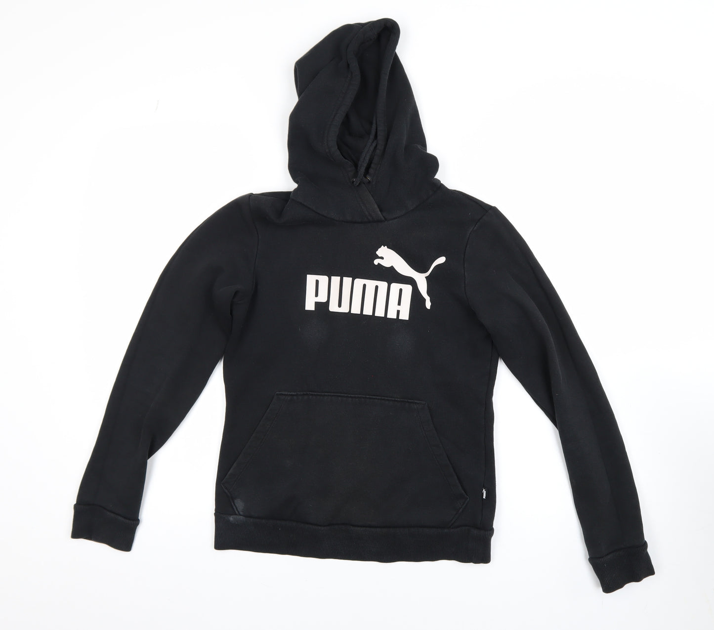Puma Women's Black Pullover Hoodie Size 8 Cotton Blend Logo Sweatshirt
