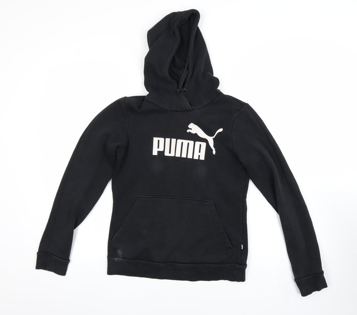 Puma Women's Black Pullover Hoodie Size 8 Cotton Blend Logo Sweatshirt