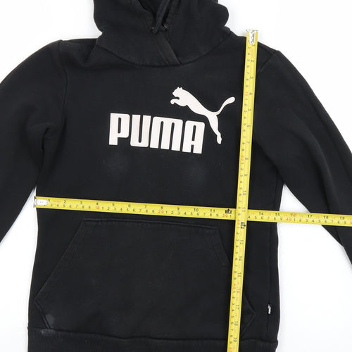 Puma Women's Black Pullover Hoodie Size 8 Cotton Blend Logo Sweatshirt