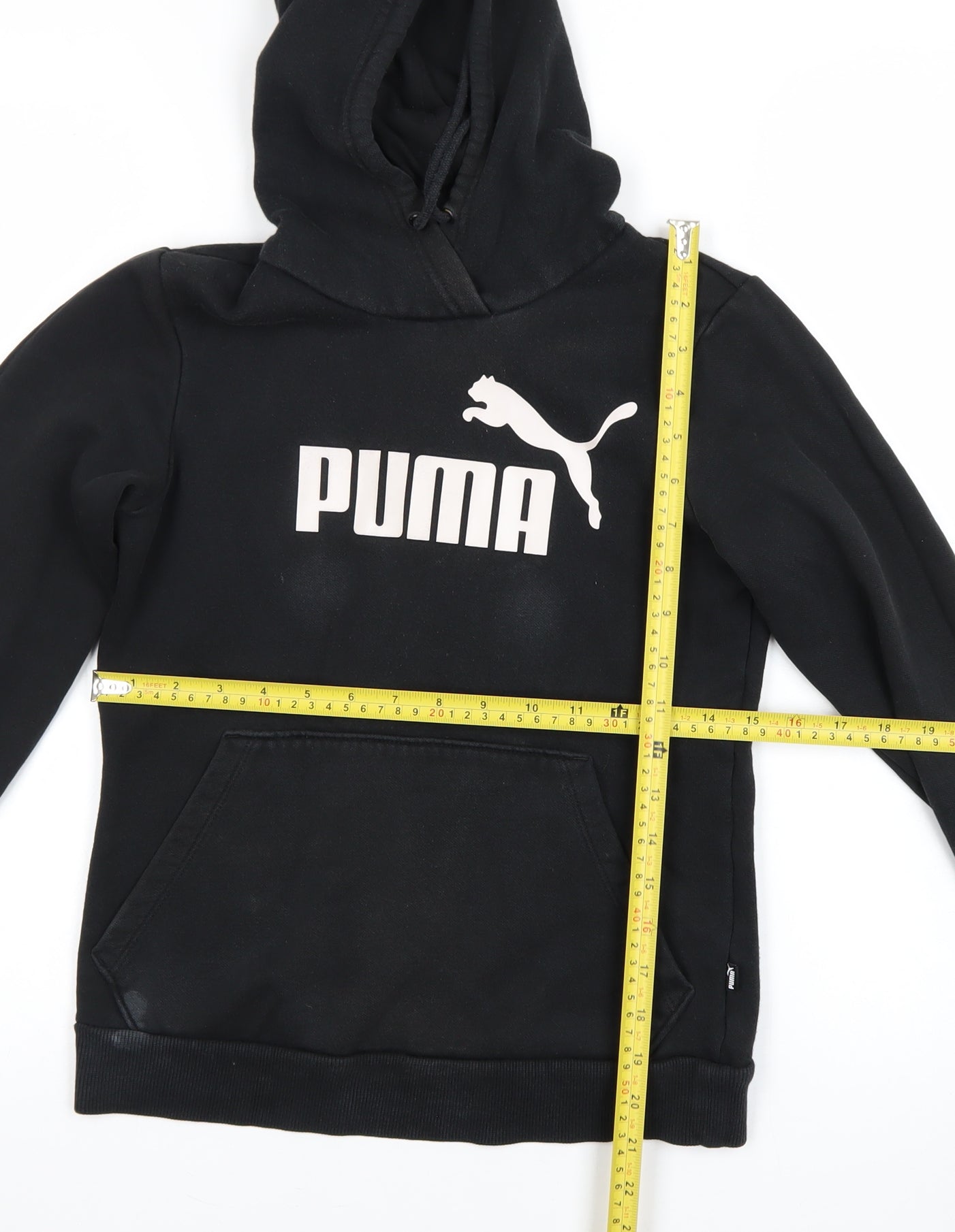 Puma Women's Black Pullover Hoodie Size 8 Cotton Blend Logo Sweatshirt