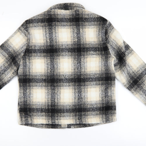 ONLY Womens Beige Black Checked Cropped Jacket Size S