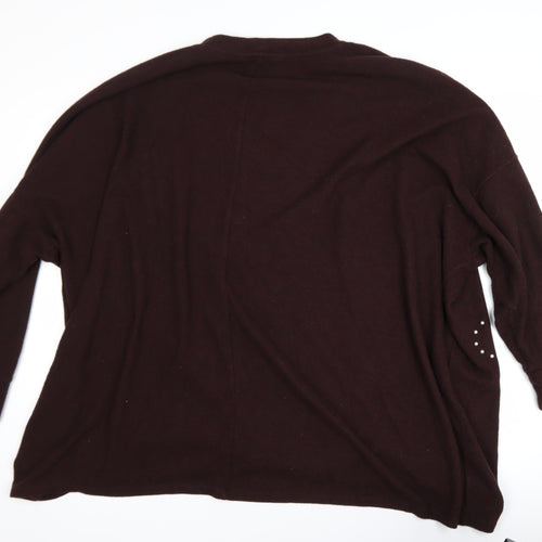 Yours Clothing Womens Brown Plus Size 22-24 Studded Heart Pullover Jumper