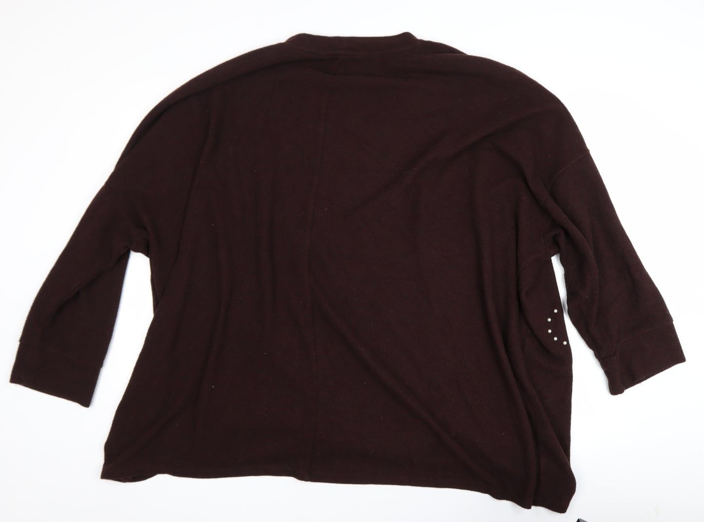 Yours Clothing Womens Brown Plus Size 22-24 Studded Heart Pullover Jumper