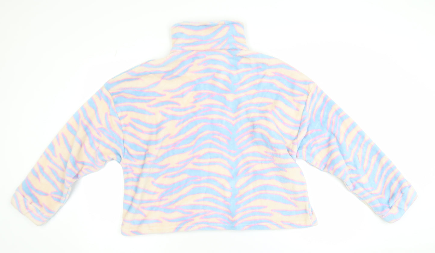 ASOS Design Women Beige Blue Pink 1/4 Zip Fleece Pullover UK 12