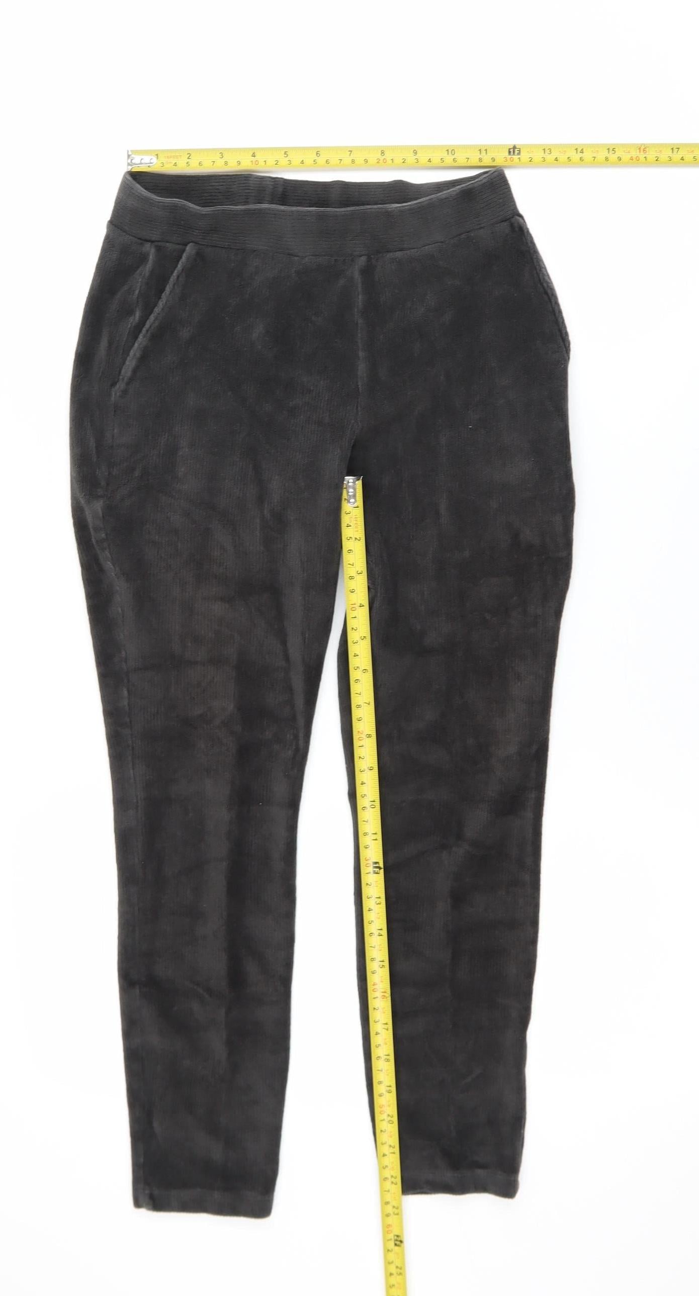 Lands' End Women Black Corduroy Ankle Leggings XS Cotton Blend
