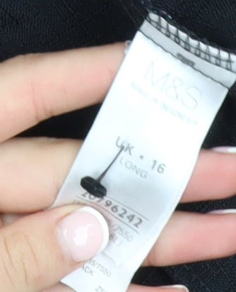 Marks and Spencer Women Black Size 16 Long Tailored Trousers