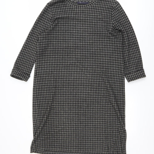 Marks and Spencer Women Black Check Shift Dress Size 14