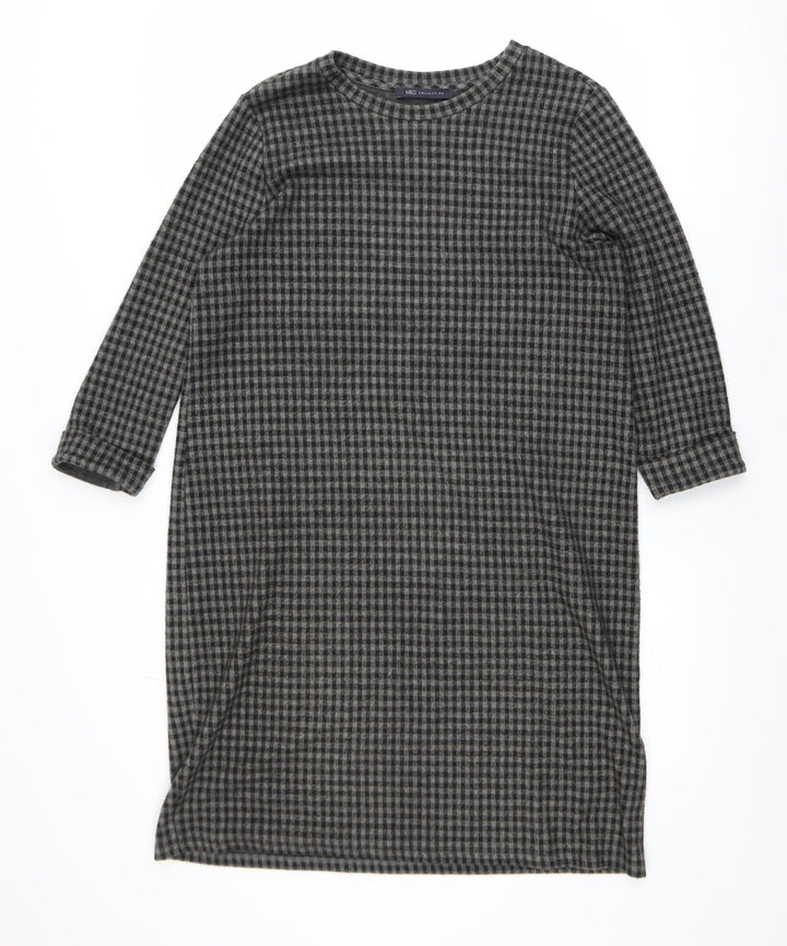 Marks and Spencer Women Black Check Shift Dress Size 14