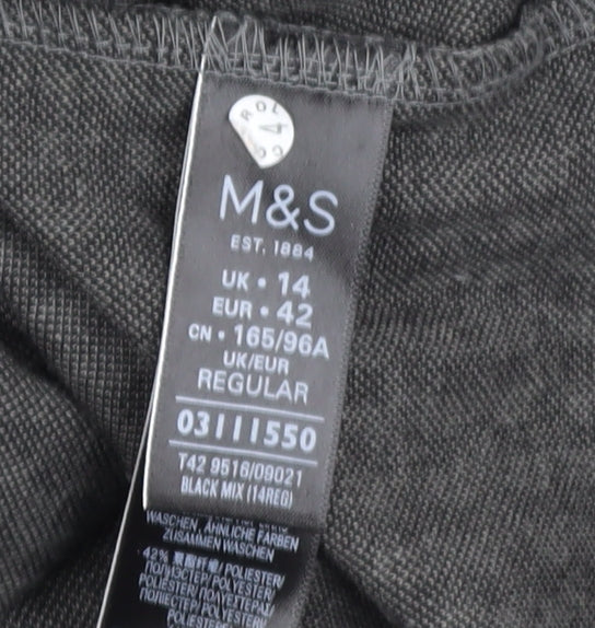 Marks and Spencer Women Black Check Shift Dress Size 14
