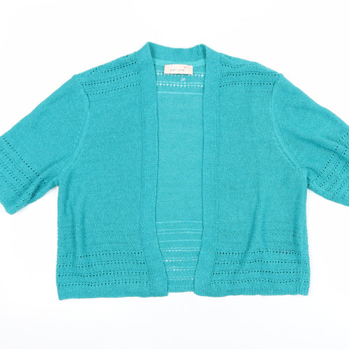 Marks and Spencer Women’s Blue Short Sleeve Open Knit Cardigan Size 14