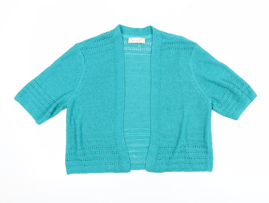 Marks and Spencer Women’s Blue Short Sleeve Open Knit Cardigan Size 14