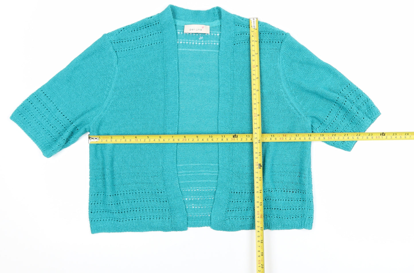 Marks and Spencer Women’s Blue Short Sleeve Open Knit Cardigan Size 14