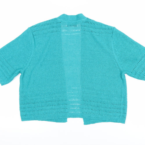 Marks and Spencer Women’s Blue Short Sleeve Open Knit Cardigan Size 14