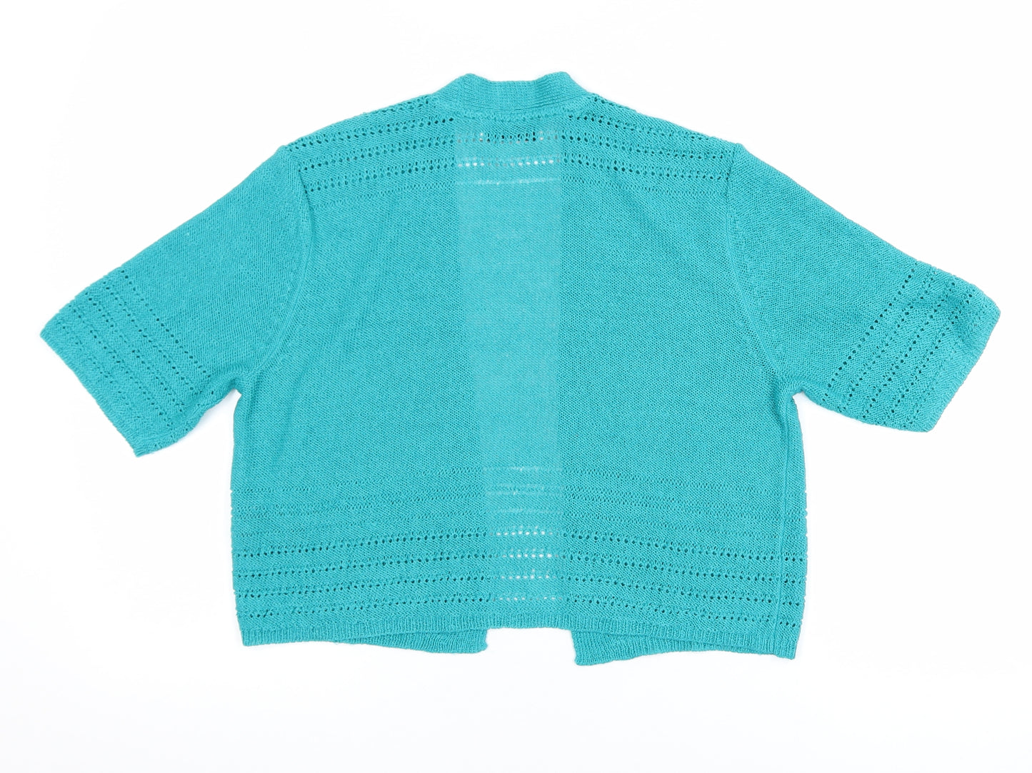 Marks and Spencer Women’s Blue Short Sleeve Open Knit Cardigan Size 14