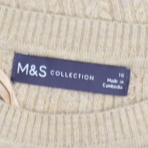 Marks and Spencer Women’s Beige Cable-Knit Jumper Size 10