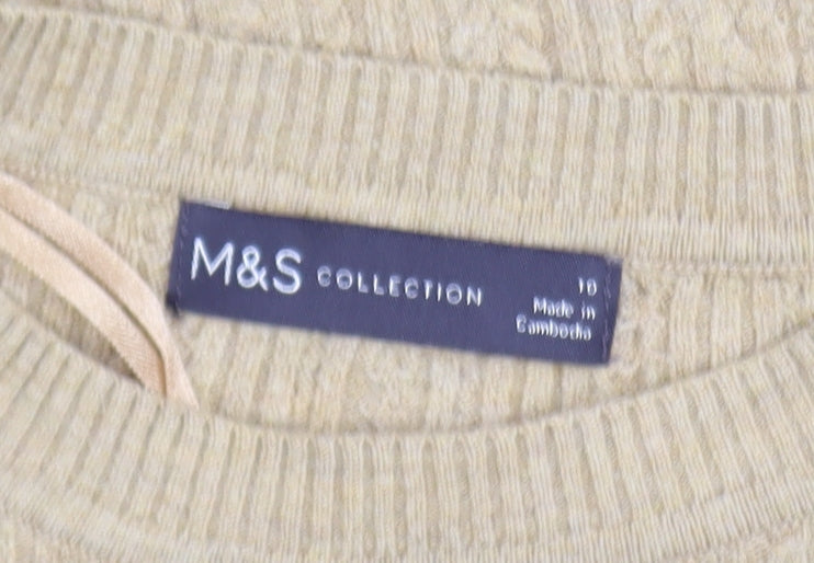 Marks and Spencer Women’s Beige Cable-Knit Jumper Size 10