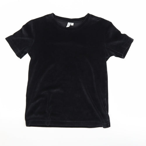 & Other Stories Women’s Black Velvet Short Sleeve T-Shirt Size 6
