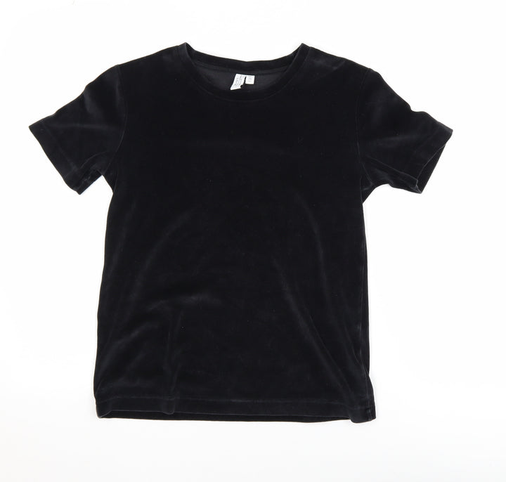 & Other Stories Women’s Black Velvet Short Sleeve T-Shirt Size 6