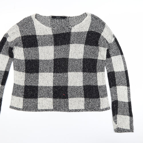 Vero Moda Women's Black White Check Knit Jumper Size S