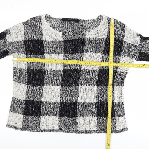 Vero Moda Women's Black White Check Knit Jumper Size S