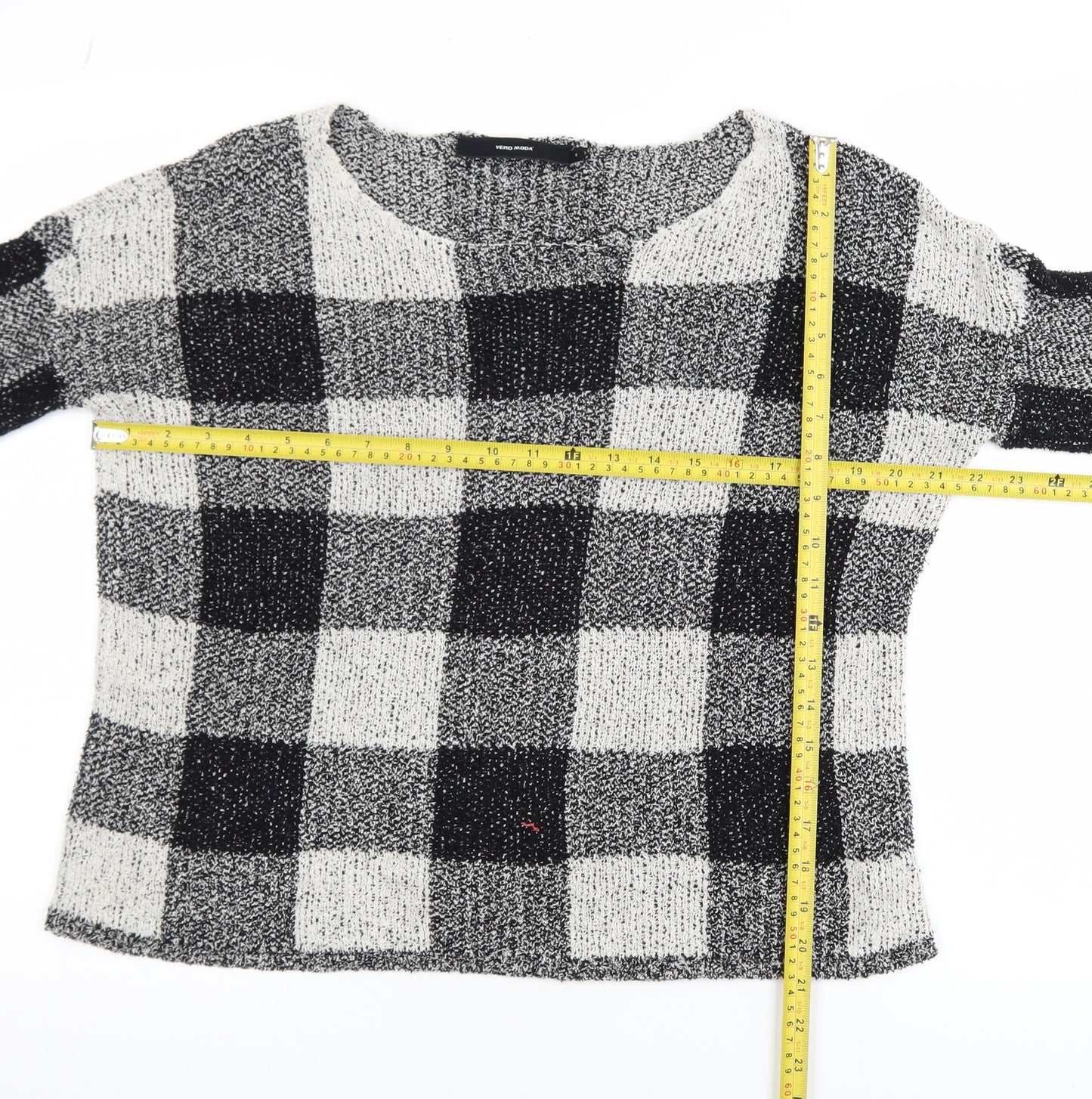 Vero Moda Women's Black White Check Knit Jumper Size S