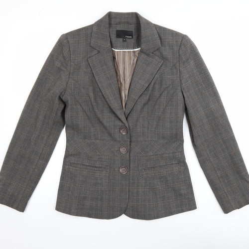 Next Women's Grey Check Tailored Blazer Size 8L Single Breasted