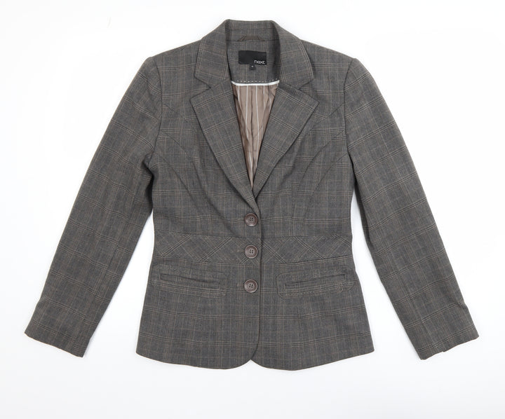Next Women's Grey Check Tailored Blazer Size 8L Single Breasted