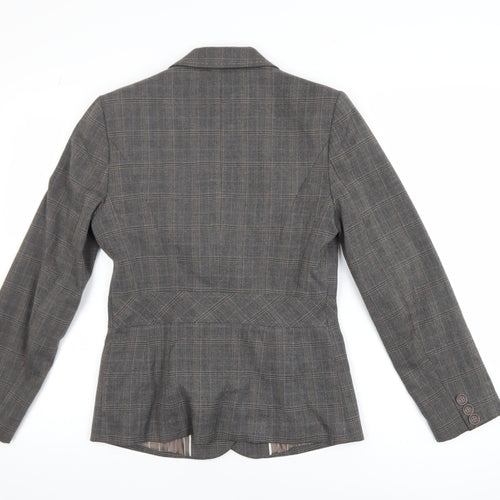Next Women's Grey Check Tailored Blazer Size 8L Single Breasted
