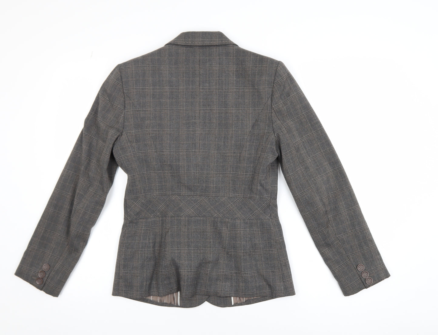 Next Women's Grey Check Tailored Blazer Size 8L Single Breasted
