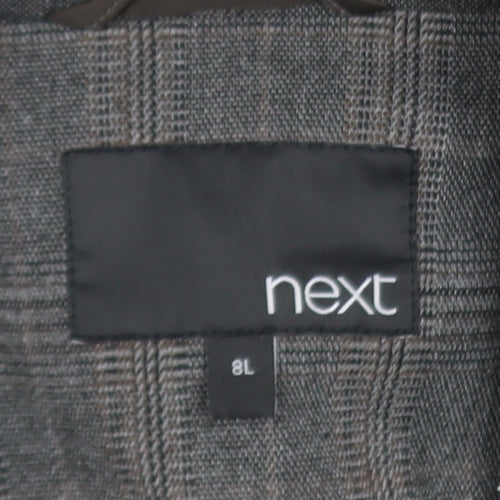 Next Women's Grey Check Tailored Blazer Size 8L Single Breasted